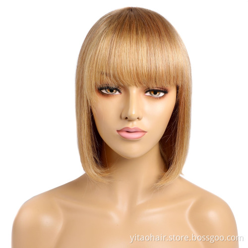 FZY Wholesale price high quality synthetic fibre  wig gold high honey blonde color short bob synthetic hair wig vendor